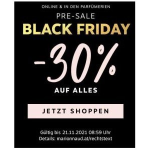 Marionnaud Black Friday Pre Sale – 30 % Rabatt auf reguläre Ware + GRATIS Produktproben
