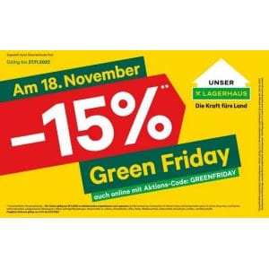 Lagerhaus Green Friday – 15% Rabatt (nur am 18. November)