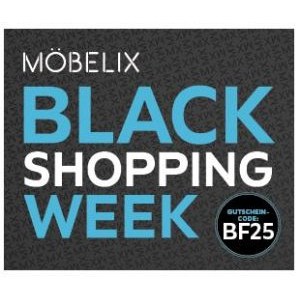 Möbelix Black Shopping Week 2022 – 25 € Rabatt ab 100 € Bestellwert (auf ausgewählte Produkte)