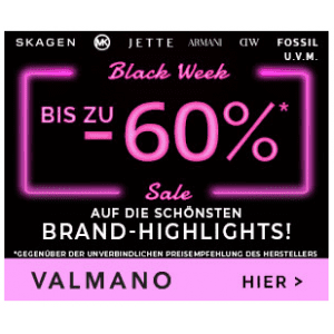 Valmano Black Week Sale – bis zu 60% Rabatt auf Uhren & Schmuck