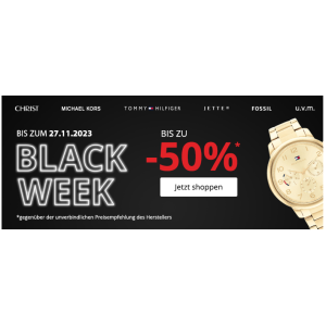 CHRIST Black Week 2023 – bis zu 50 % Rabatt auf Uhren & Schmuck