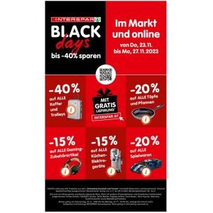 Interspar Black Days – bis zu 40 % Online-Rabatt + gratis Versand (23. bis 27.11.)