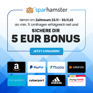Sparhamster Umfragen – 5 € Startbonus – mit Umfragen Geld verdienen!