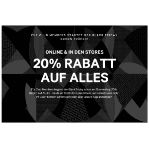 H&M Black Friday 2022 – 20% Rabatt auf euren Einkauf & gratis Versand (für Member)